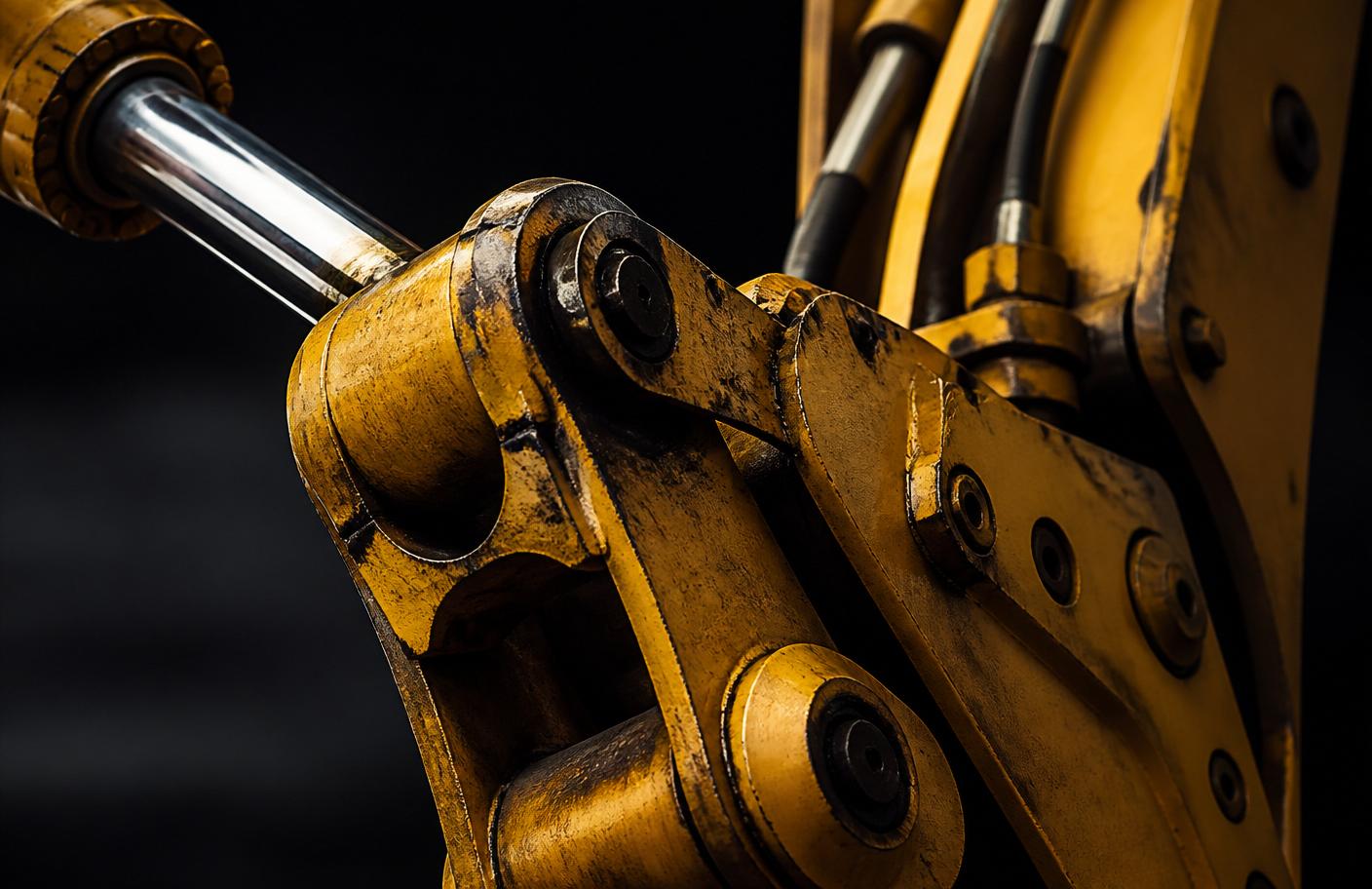Detalhe do braço hidráulico de máquina pesada SINOMACH